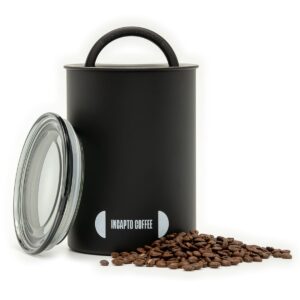 Recipient d'emmagatzematge de cafè en gra color negre 500 grams